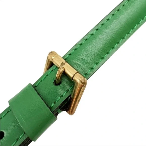 W LOUIS VUITTON Adjustable Borneo Green Leather Strap with Gold Hardware - Picture 7 of 11